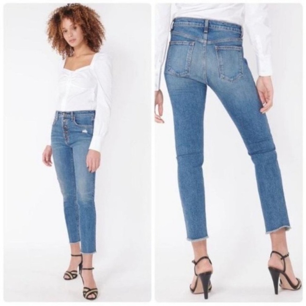 Veronica Beard Faye 11” Skinny Jean in Terrain Wash Distressed Size 31